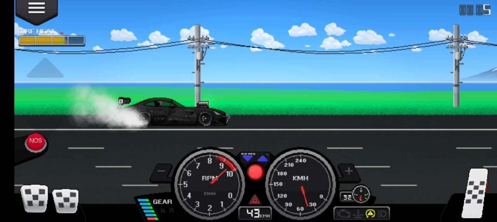 Easily perform burnouts in Pixel Car Racer